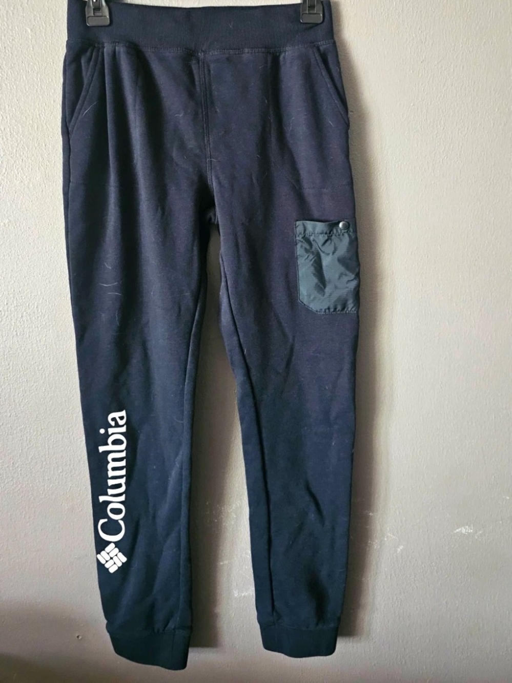 Columbia Navy Joggers with White Logo and Pocket